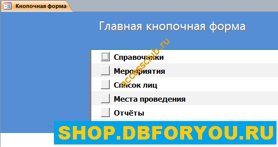 база данных Access «Намечаемые мероприятия».
